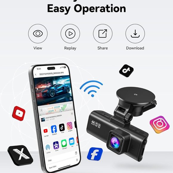 REDTIGER Dash Cam Front Rear, 4K/2.5K Full HD Dash Camera for Cars - Picture 6 of 9